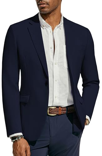 PaulJones Men's Blazer Regular Fit Business Blazers Lightweight Summer Suits Blazer Jacket M Navy Blue