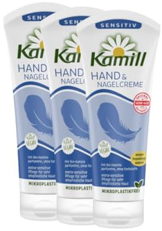 Kamill SENSITIVE hand- och nagelkräm (3 x 100 ml) – parfymfri, perfekt för allergiker med ekologisk kamomill och bisabolol