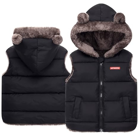 Happy Cherry Gilet Léger en Duvet pour Garçons Filles Matelassé Veste sans Manches avec Capuche Doudoune Printemps-Automne-Hiver 2-3 Ans