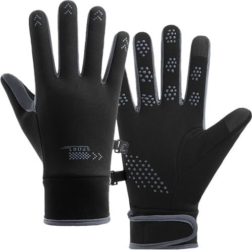 XDSP Guantes de Invierno para Hombre y Mujer, Ciclismo, Impermeables, Deportivos, Negro