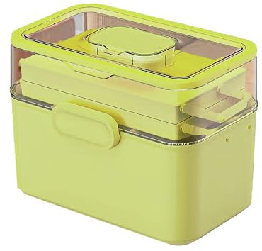 Sevitini Medikamenten aufbewahrung, 3 schicht Hausapotheke box, multifunktions Medikamenten organizer für medikamenten 28,5 * 17 * 15.5cm (Grün)