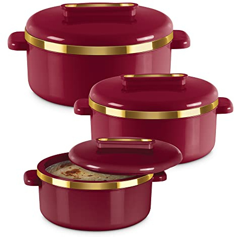 MILTON Casseruola isolata con coperchio, set da 3 pezzi da 2,1/1,5/1 qt. Scaldavivande termiche per zuppa/insalata, contenitore per alimenti caldi in acciaio inox, miglior set regalo per le mamme