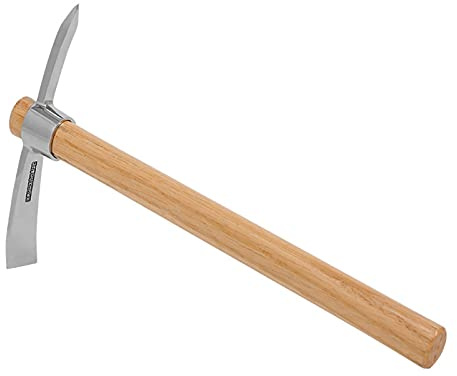 lvifloae Pioche multifonctionnelle de Camping, houe de Camping en Plein air, pioche Robuste en Acier Inoxydable avec Manche en Bois pour Planter Creuser Camping Prospection