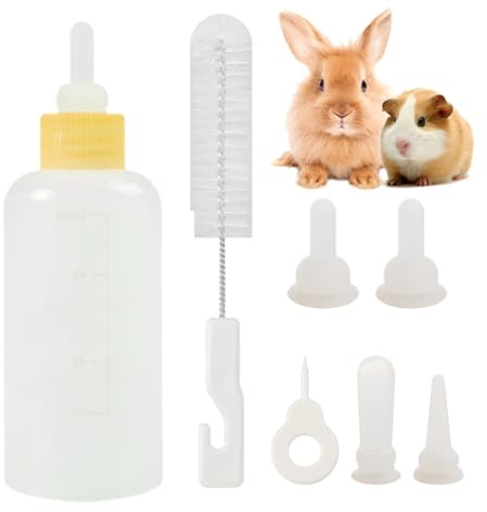 Kit de biberón para cachorros,Kit de biberón para gatitos - Juego de 7 piezas para perros pequeños,Alimentador de leche para cachorros de reemplazo de leche para gatitos de 60 ml para, gat