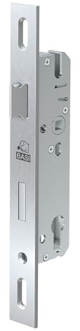 BASI Serrure à cadre tubulaire avec trou oblong pour cylindre profilé - Dimensions au canon : 40 mm - Têtière : 24 x 270 mm - Forme angulaire - DIN droite/gauche - Serrure encastrée pour portes à