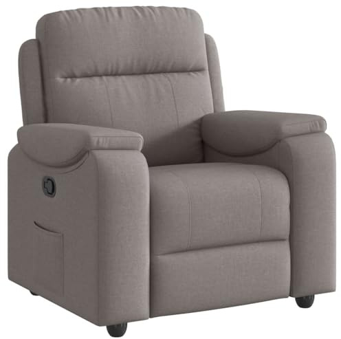 Kaorsrow Poltrona relax tortora manuale, 96 × 99 × 102 cm, tessuto traspirante, tasca laterale in legno e metallo, ergonomica, 110 kg, soggiorno/home cinema/camera da letto