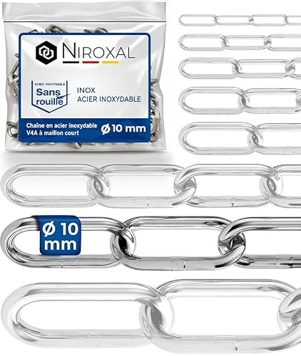 Rostfri Kedja A4 Långlänkad DIN 763 / DIN 5685 – 10 mm x 3m – 1 st – För tunga upphängningar och krävande användning