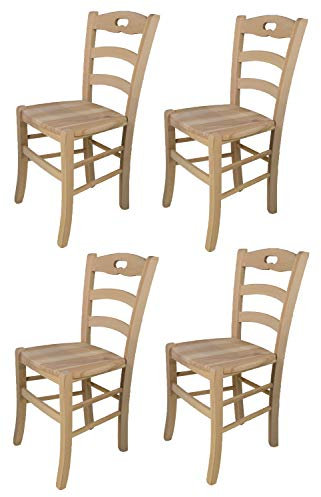 t m c s Tommychairs - 4er Set Stühle Savoie für Küche und Esszimmer, robuste Struktur aus poliertem Buchenholz, unbehandelt und 100% natürlich, Sitzfläche aus poliertem Holz