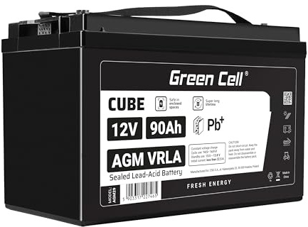 Green Cell® AGM 12V 90Ah Akku VRLA Blei-Batterie Bleiakku Ersatzakku Gelakku Akkubatterie Zyklenfest Unbemann Caravan, Photovoltaik, Rollstuhl, Solarspeicher, Solarbatterie, Solarpanel, Wohnwagen