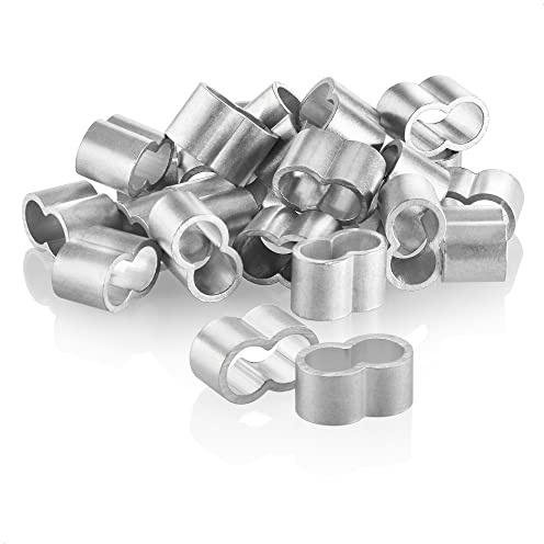 com-four® 24x Seilklemme 8mm, Würgeklemmen aus Aluminium, Quetschhülsen | Doppelhülsen für Spanngummis - Pressklemmen für Planen