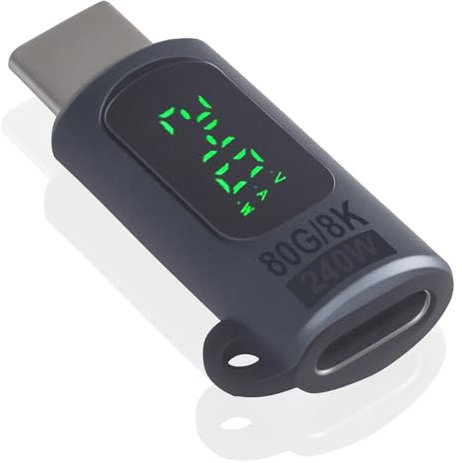 Maxhood 80Gbps USB C Extender Adapter with Digital Display, 240W USB C Extension Adapter, 8K@60Hz Thunderbolt 5 Connector Compatible with Headphone,Game Controller, iPhone, Docking,OTG, Grey 1pcs