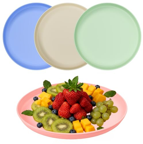 Ulluthu 4 PCS Plateau de Service Rond, 32 cm Plateaus de Restauration Plateau Réutilisable Ronds Plateaus Repas pour Service Platea-u Rond en Plastique pour Maison Bar Restaurant Boissons Cafe