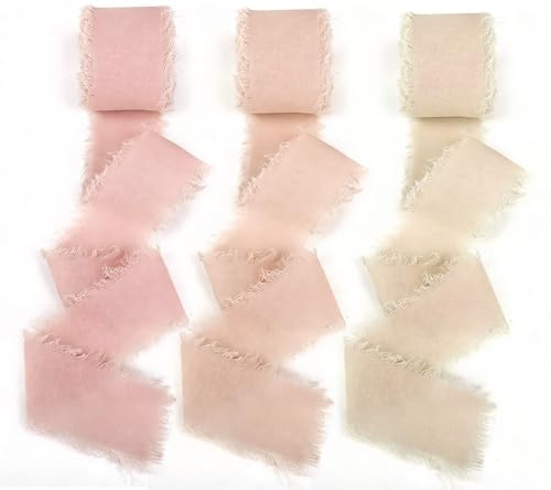 RUBY Nastro con fiocco, 3 colori, 2,5 cm x 19,5 m, nastro in chiffon fatto a mano, per confezioni regalo, matrimonio, floristica, decorazione da tavolo e fai da te