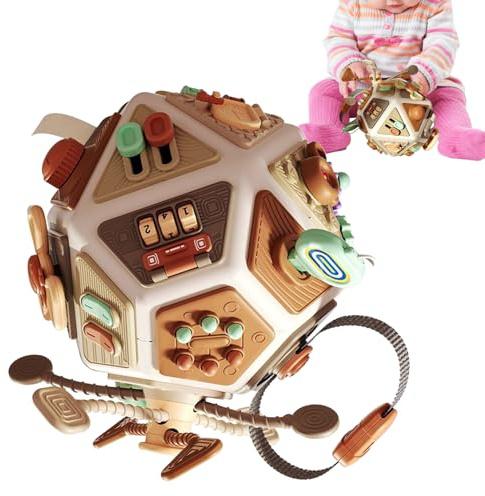 genérico Cubo de Actividad Sensorial para Bebé | Actividad de Aprendizaje Preescolar, de Viaje en avión para niños pequeños y niñas de 6 Meses, Cubo de motricidad