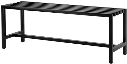 Outsunny Banc de Jardin 2 Places en Acier Galvanisé 240kg 117x36x44cm Noir