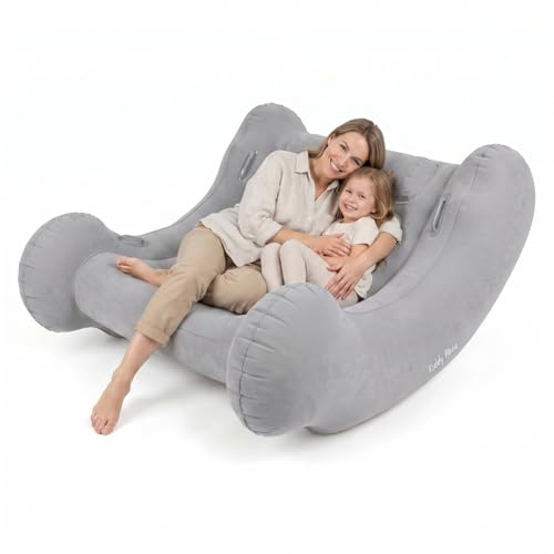 KiddyMoon Balancín Sensorial Inflable para Niños con Asas Y Bomba, Gris Claro,L