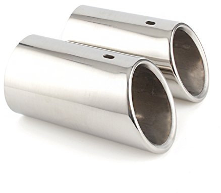 TAKPART 1 Paar 75mm Edelstahl Endschalldämpfer Endrohr Auspuffendrohr Auspuffblende für A4 B8