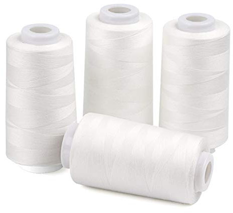 ilauke Fadenspulen für Nähmaschine, 4 Stück, Overlock-Garn, Spulen, weiß, für Nähmaschine bis 3000 Yards