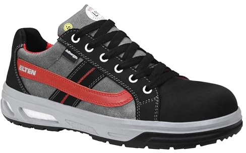 ELTEN Newton XX10 Black Low ESD S2 - Zapatos de seguridad para hombre y mujer, piel/textil, puntera de acero, ligeros, deportivos, Negro , 45 EU