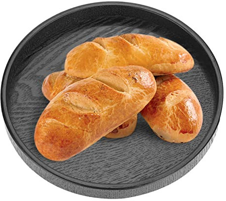 10.63inch Round Wooden Tray,Coffee Snack Food Meals Transfertray,Non Slip Solid Wood Tea Coffeesnack Food Meals Serving Tray for Table Dishes Fruits Snacks Breakfast Restaurant Hotel