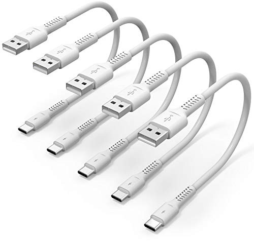 5-pack C-laddningskabel 30 cm, USB A till USB-C 3A, snabbladdning, kompatibel med Samsung Galaxy A12, A22, A52, S20, S21, S22, Huawei, Xiaomi, Google Pixel 6