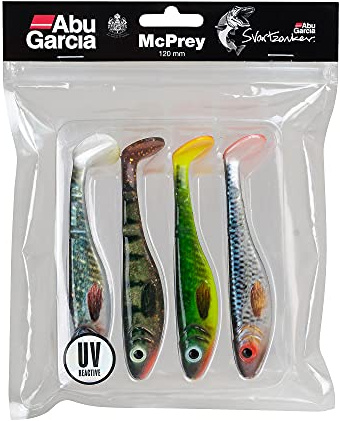 Abu Garcia Svartzonker McPrey Paddle Tail Angelköder für Hecht und Barsch – 4er-Pack gemischte Farben, Softbait Gummifische