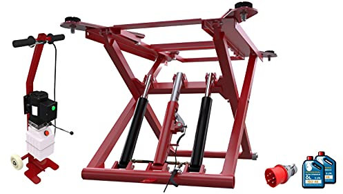 OnlineMoto24 DSLP 6062 - Ponte sollevatore a forbice mobile DSLP 6062 - Cric - Piattaforma di lavoro - dispositivo di sollevamento - modello 2021 con accessori - 2,8 T - Colore: rosso/400 Volt
