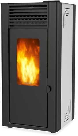 SUPRA ORPHÉE 12 BLANC - Estufa de pellets, 12kW, alta eficiencia, capacidad depósito de 30kg, sistema de limpieza, autonomía hasta 33 horas, blanco