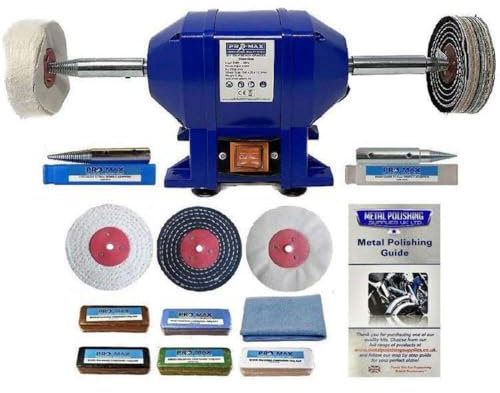 Bench Grinder Metal Polisher 6 250W with 4 Metal Polishing Kit - Pro-Max