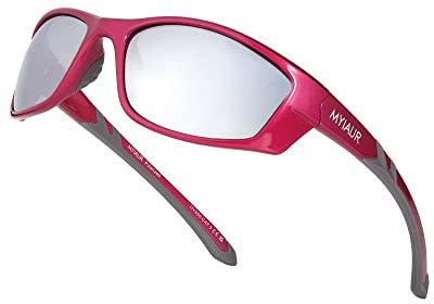 Myiaur Women Sports Sunglasses for Running Cycling UV400 Protection Polarized Lens Lightweight Wrap Around Design M8140