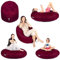 PATCH HOME Sitzsack 2 in 1 Sitzkissen Bodenkissen für Erwachsene & Kinder - Gaming mit Füllung Kissen Sessel BeanBag (Weinrot, Ø 155cm)