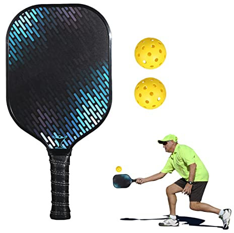 Visiblurry -Schläger - Leichter Schläger aus Kohlefaser - Verbesserte Kante, schweißabsorbierender ergonomischer Griff, Wabenkern-Sportgeräte-Geschenke zum Pickleball-Spielen