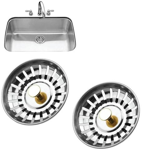 Kitchen Sink Stopper 2Pcs, Stainless Steel Sink Drain Plug Sink Catcher Easy to Assemble Kitchen Sink Plug Replacement Food Catcher Sink Drain Strainer Sink Drain Filter Cover Sink Drainer Plug 78mm