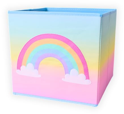 TE-Trend Scatola portaoggetti con motivo arcobaleno, per cameretta dei bambini, pieghevole, per la cameretta dei bambini, multicolore