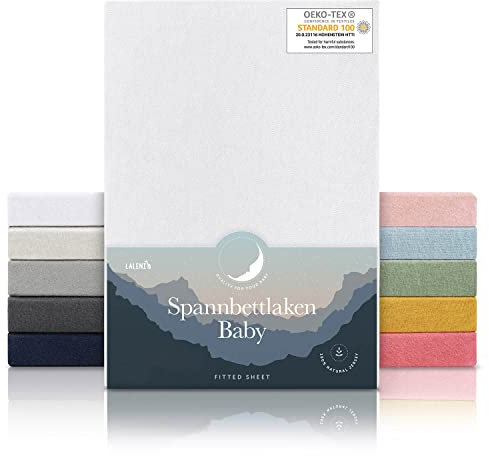 Laleni Jersey Spannbettlaken 38x77 cm Babywiege oval 2er Set - OEKO-TEX zertifiziertes Spannbettlaken Stubenwagen - Stubenwagen Bezug 100% Baumwolle - Spannbettlaken Kinderwagen - Baby Bettwäsche Weiß