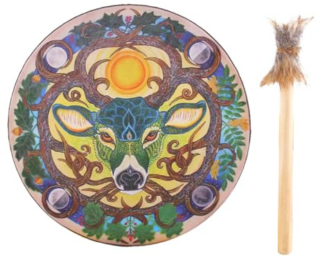 Shaman-trumma - bärbar handtrumma | shamansk trumma | ramtrumma | trumläkningsverktyg för andlig musik, ljudläkning, trumreflektion