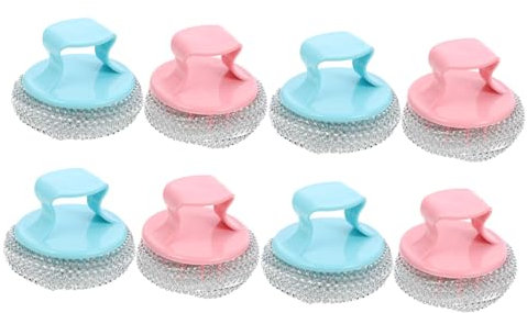 Healeved 8st Kugelreinigungsbürste Aus Stahldraht Griff Kugelbürste Aus Stahldraht Pinselreiniger Topfschwämme Topfreiniger Bürstenkochen Schrubber Stahlwolle TUT Dem Topf Nicht WEH Sauber