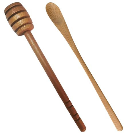 1 Tige Spirale, 1 Cuillère à Café en Bois, Fouet à Mélanger avec Long Manche, Barre à Confiture