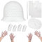 CATOR 10 Pezzi Cappucci in silicone per tinture per capelli,Cuffia Per Capelli Strumento Per Lo Styling, Frosting Cap Dei Capelli con Uncinetto Cappello in Silicone Tintura Cappuccio