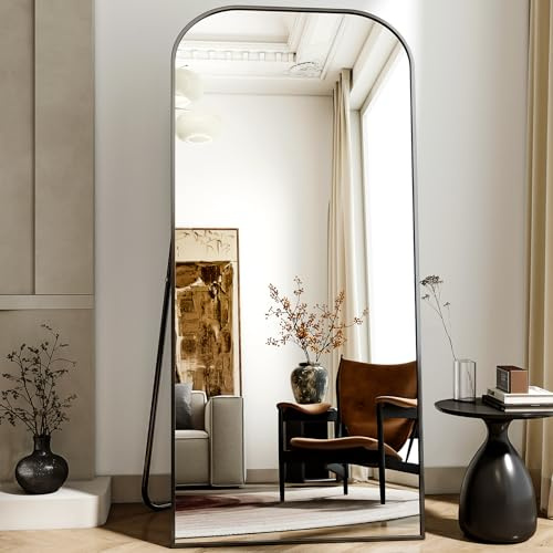 BEAUTYPEAK Specchio da Terra 171x76 cm, Specchio Intero con Cornice Minimalista a Piedi Liberi, Specchio Lungo Intero Facile da Appendere alla Parete Orizzontalmente o Verticalmente per Camera da