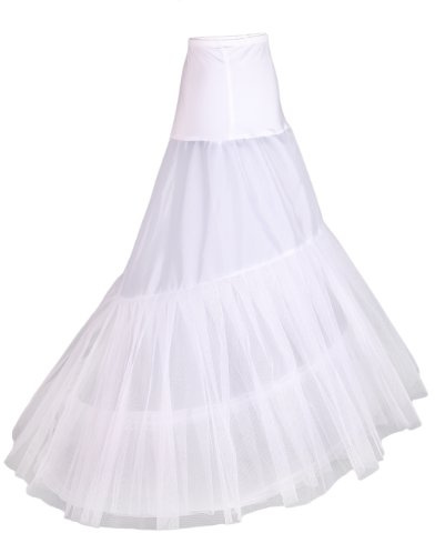 Flora 2-Hoop Spandex Fishtail Mermaid Train Bridal Petticoat/Prom Underskirt (M-L) White