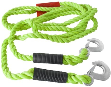 Multibros Corde de remorquage 5000 kg avec sac de rangement - Avec drapeau d'avertissement rouge - Corde de traction robuste pour voiture, SUV et van - 4,5 m de long - Aide à la remorquage haute