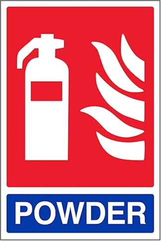V Safety General - Señal de seguridad para extintor de incendios en polvo, 200 x 300 mm, 2 mm, plástico rígido