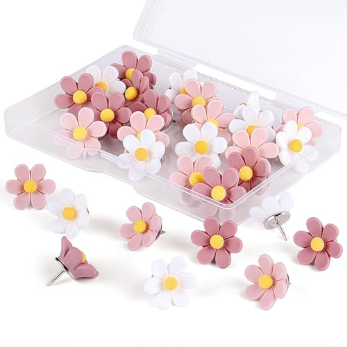 LUMOOM 30 spille floreali per bacheca, spille decorative creative, puntine da disegno floreali, bacheca in metallo e resina