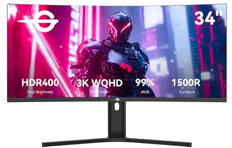 TITAN ARMY 34 Zoll Curved Gaming Monitor, Ultra WQHD Display 21:9, 165Hz VA 1ms 1500R, FreeSync & G-Sync PC Bildschirm, HDR400, Höhenverstellbar Ständer, 100*100 VESA, HDMI2.1 DisplayPort 1.4 C34A1R