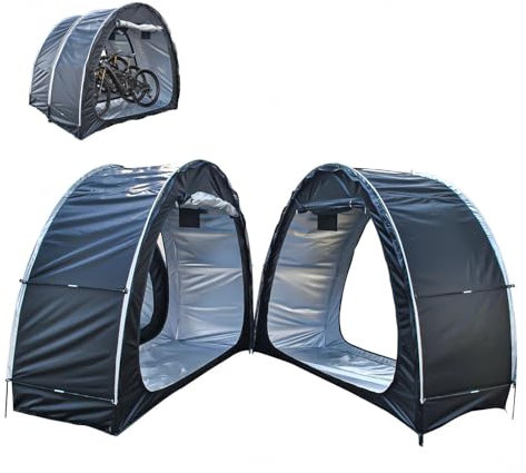 2 PCS Box Biciclette Può Essere Giuntato Box Biciclette Da Esterno con Doppie Porte per 2-5 Biciclette Capannone per Esterno Capannone per Esterno,Black