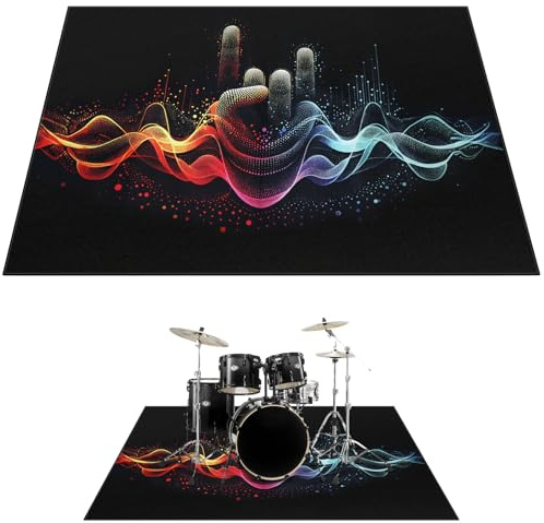 SWEWARM Drum Mat, 6 x 5 Ft Drum Rug with Non-Slip Backing, Drum Carpet for Noise Reduction, Soundproof Musical Instrument Mat, Professional Drum Accessories for Jazz Drum & Electronic Drum Kit