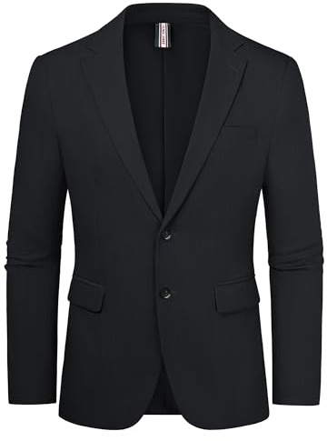 PJ PAUL JONES Herrblazers Bsusinnes casual sportrockar 2 knappar kostymjackor, Svart, M