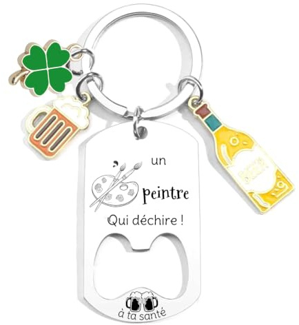 Cadeau pour Porte Clé Maçon/Charpentier/Menuisier/Peintre/Plombier/Électricien/Livré Porte Clé Ouvre-Bouteille Cadeaux Chantier Unique et Humoristique Métier Bâtiment Cadeaux Noël (4)