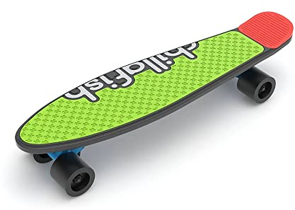Chillafish Skatie customisable skateboard for kids age 3+, with long wheelbase for more stability, multiple deck & tail color options, Black Mix